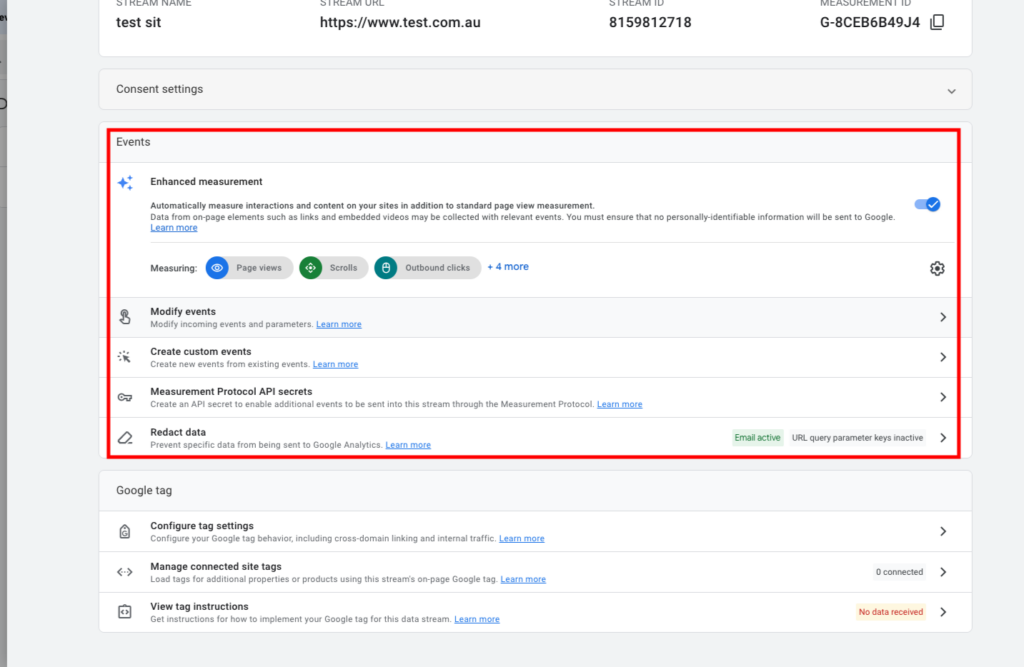 Google Analytics 4 property setting for conversion tracking